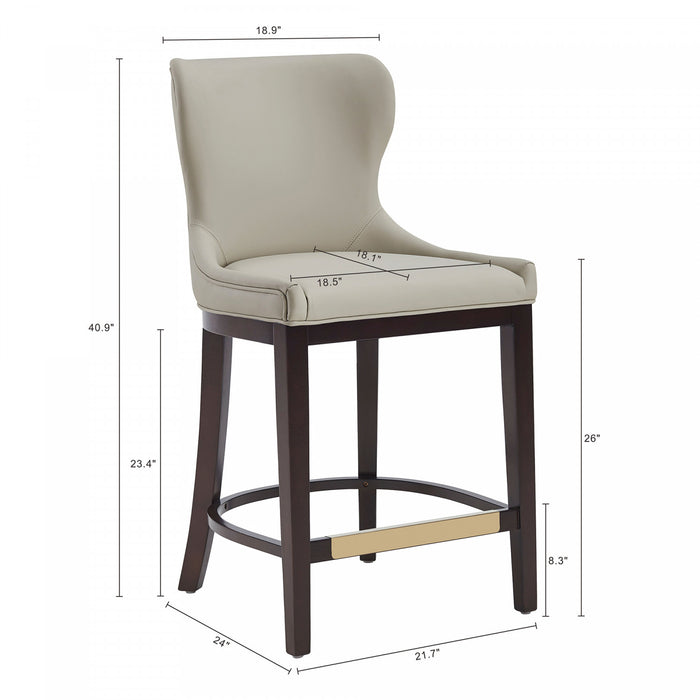 Blair Modern Wood Upholstered Counter Stool in Stone - Set of 3 Bar Stool