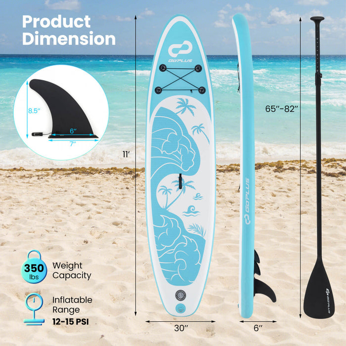 Goplus Large Inflatable Sup Board, Portable Paddle Board With 5d Rings Stand Up Paddle Board For Youth & Adult Turquoise