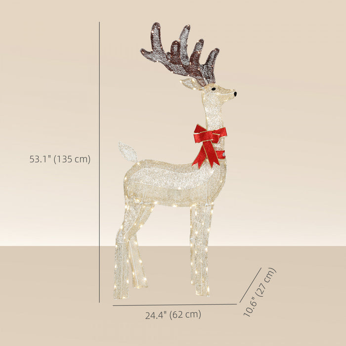 Outsunny 4.4FT Lighted Christmas Deer, Lighted Buck with Rotating Head