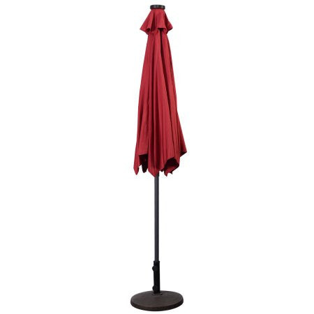 Costway 9ft Patio Solar Umbrella LED Patio Market Steel Tilt w/ Crank Outdoor Burgundy