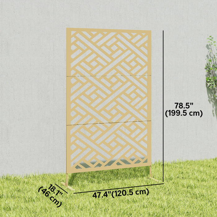 Outsunny Outdoor Privacy Screen, Freestanding Outdoor Divider, Gold