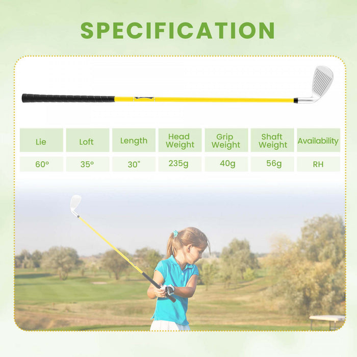 Ultimate Junior #7 Iron For Kids With Fiberglass Shaft & Headcover Junior Practice Golf Club Yellow