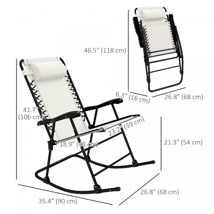 Outsunny 2pc Patio Foldable Rocking Chair Set, Cream White