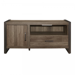 Bassett 51-in TV Stand With Storage, Faux Wood & Gunmetal 