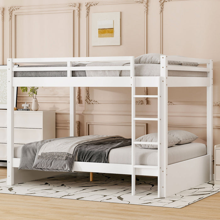 Ethan Solid Wood Queen Size Bunk Bed with Ladder, Sturdy & Space-Saving, White