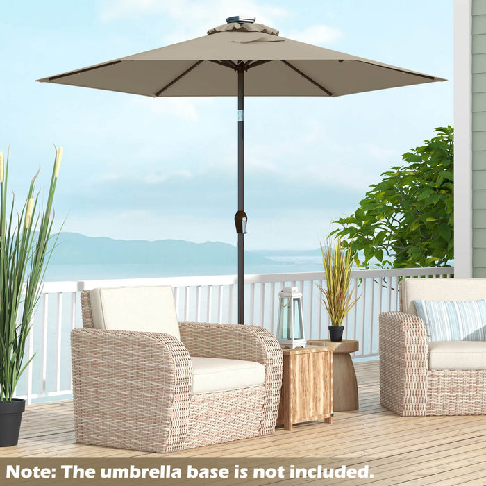 Costway 9' Solar LED Lighted Patio Market Umbrella Tilt Adjustment Crank Lift Tan