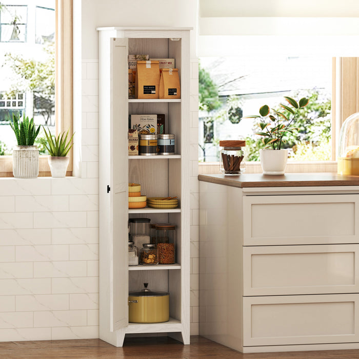 HOMCOM 67\" Kitchen Pantry, Storage Cabinet with Barn Door, White
