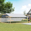 PawHut Large Dog Kennel with Roof and Safety Lockable Latches, Heavy-Duty Galvanized Steel Dog Run Chain Link w/ Waterproof UV-Resistant Cover, 19.7' x 14.8' x 7.9'