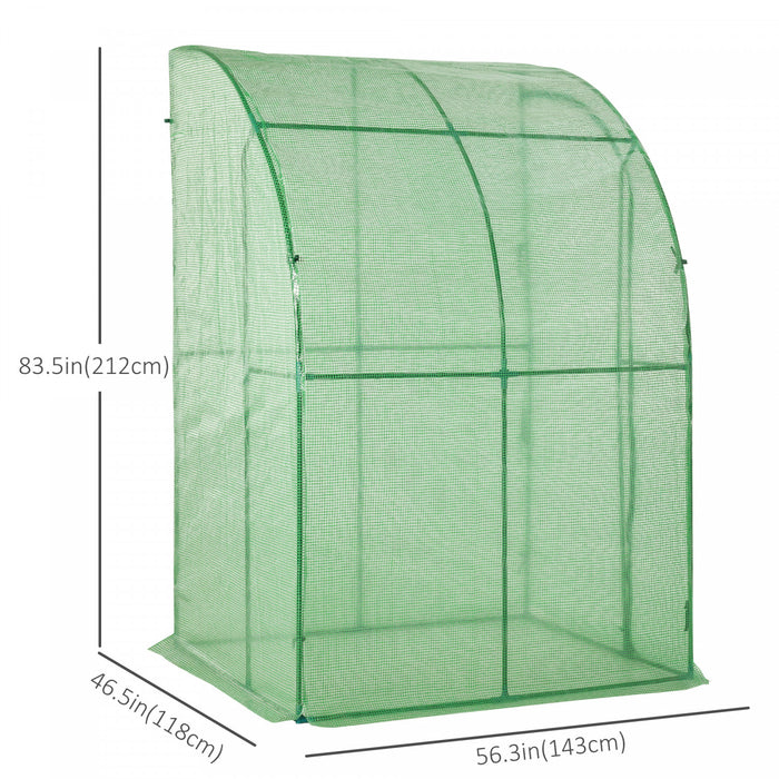 Outsunny 5' X 4' X 7' Outdoor Lean-to Walk-in Garden Greenhouse Polycarbonate With Roll-up Door Hot House For Plants Herbs Vegetables, Green