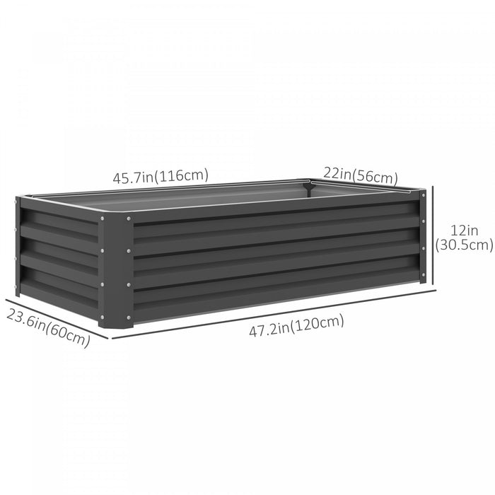 Outsunny 4' X 2' X 1' Raised Garden Bed, Galvanized Steel Planter Box For Vegetables, Flowers, Herbs, Light Grey