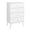 Milo Tall 4-Drawer Chest - White