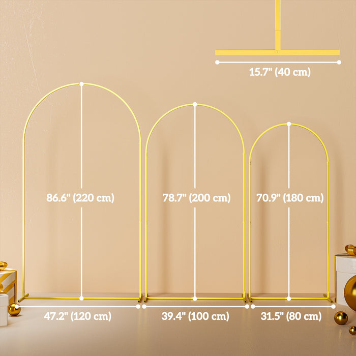 Outsunny 7/6.5/6 Ft Gold Wedding Arch Set Backdrop Stand For Birthday Party