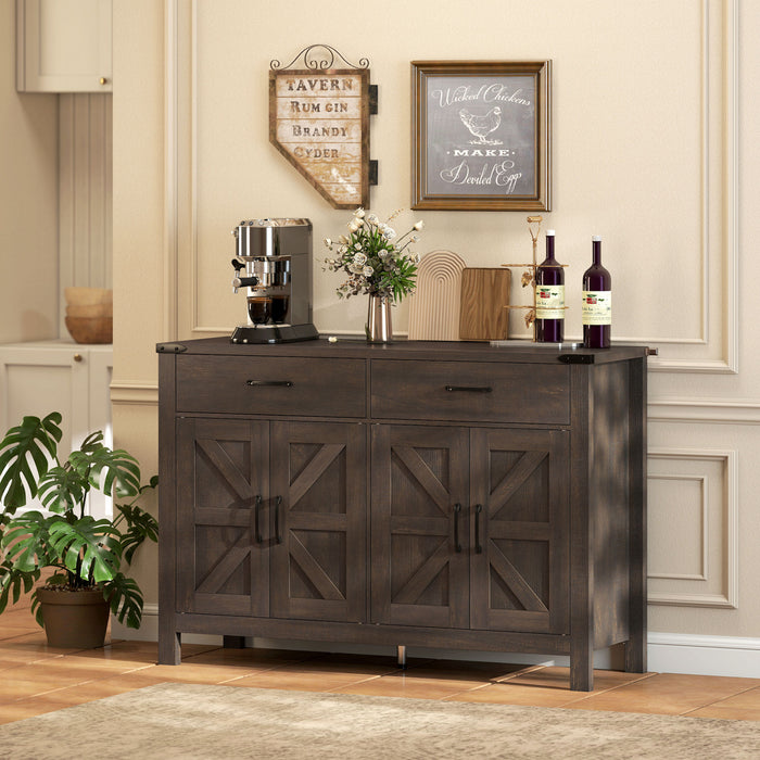 HOMCOM Sideboard Buffet Cabinet w/ Drawers and Shelves, Farmhouse Sideboard