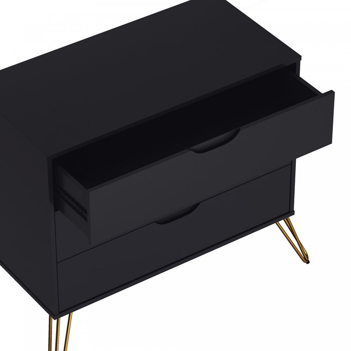 Avira Mid-Century Modern 35\" Dresser in Black (3-Drawer)
