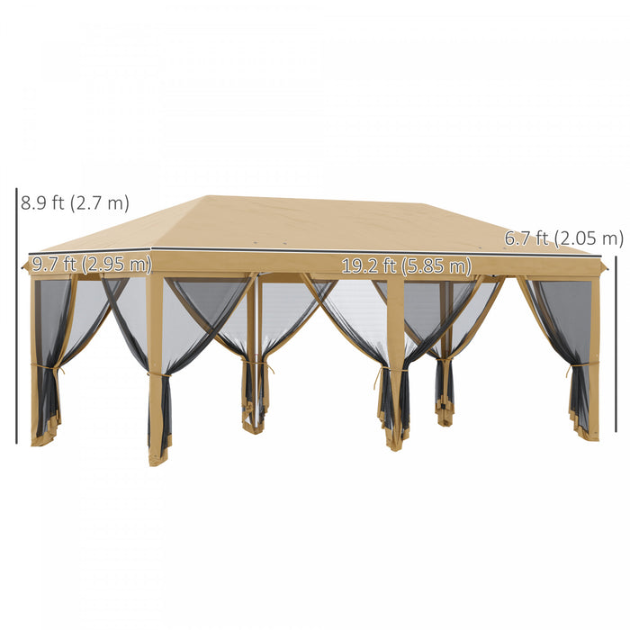 Outsunny 10'x20' Pop Up Canopy Tent With 6 Removable Mesh Sidewalls Beige
