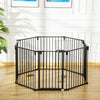 Pawhut Pet Safety Gate 8-panel Playpen Fireplace Christmas Tree Steel Fence Stair Barrier Room Divid|Pawhut Barriere De Securite Pour Animaux Pliable Extensible Modulable 8 Panneaux Avec Porte 190"l X