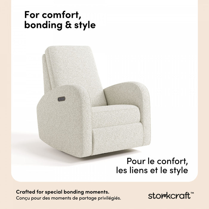 Storkcraft Santa Monica Power Recliner - Ivory Boucle