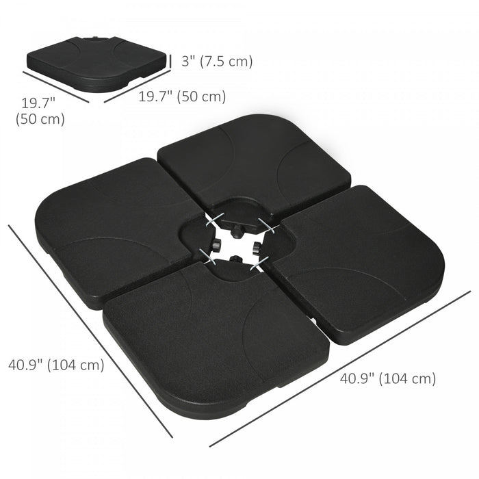 Outsunny 4 Piece Umbrella Base Stand w/ U Locking, Water or Sand Filled