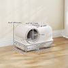 PawHut Cat Litter Box with Lid, Hooded Cat Litter Tray with Scoop, Kitty Box, Toilet, Easy Clean with Pull-Out Tray and Deodorization Bags, White and Grey