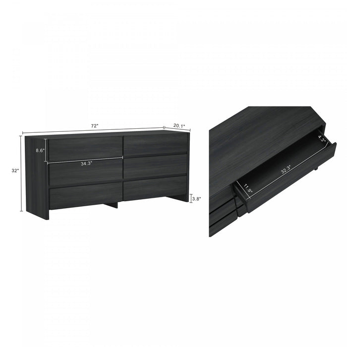 Linda Modern 2-Piece Dresser and Nightstand in Charcoal Gray