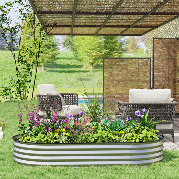 Outsunny Raised Garden Bed, 6' x 3' x 1' Galvanized Planter Box, Silver