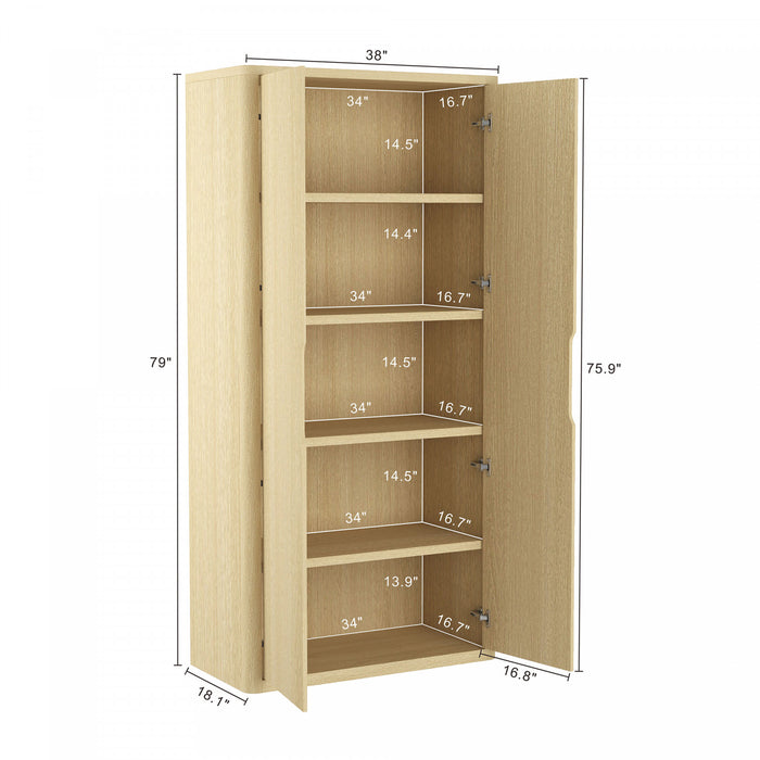 Rivington Modern 38\" Bookcase Cabinet in Natural Oak - Set of 2