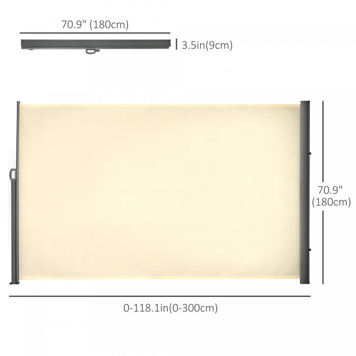 Outsunny 118\" X 71\" Retractable Side Awning Folding Privacy Screen Cream