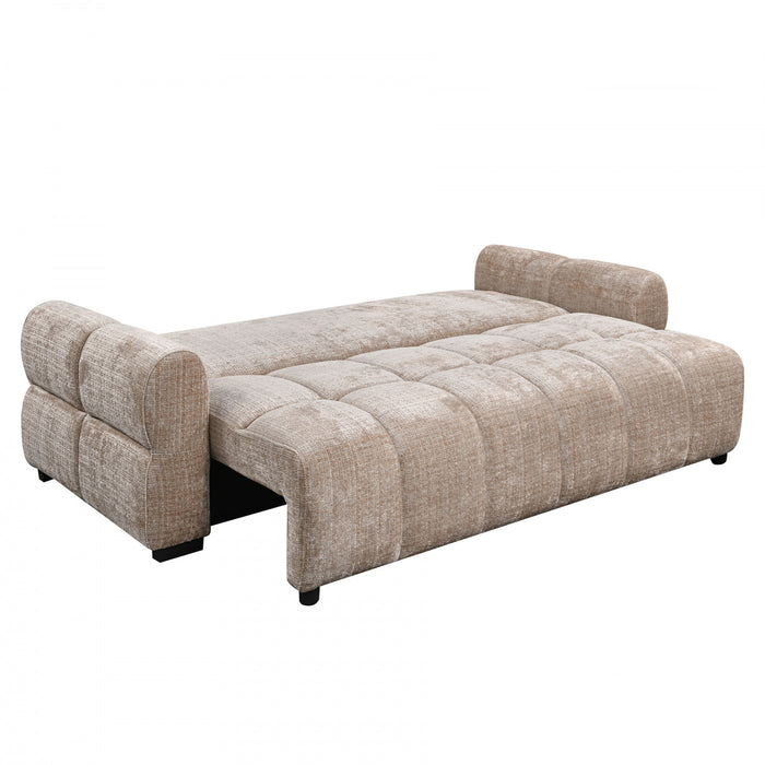 Maeve 92 in. Chenille Tufted Sofa Bed with Under-Seat Storage - Beige