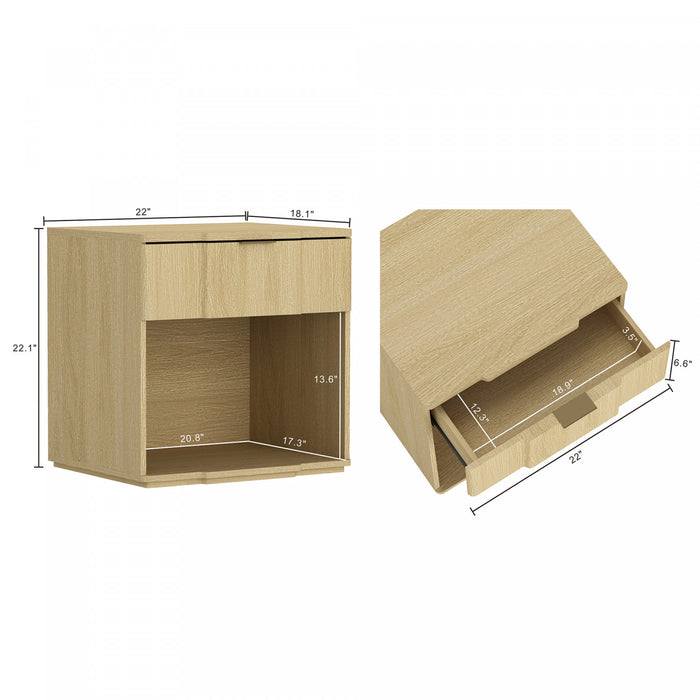 Clive Mid-Century Modern 22\" Nightstand in Natural Oak (1-Drawer)