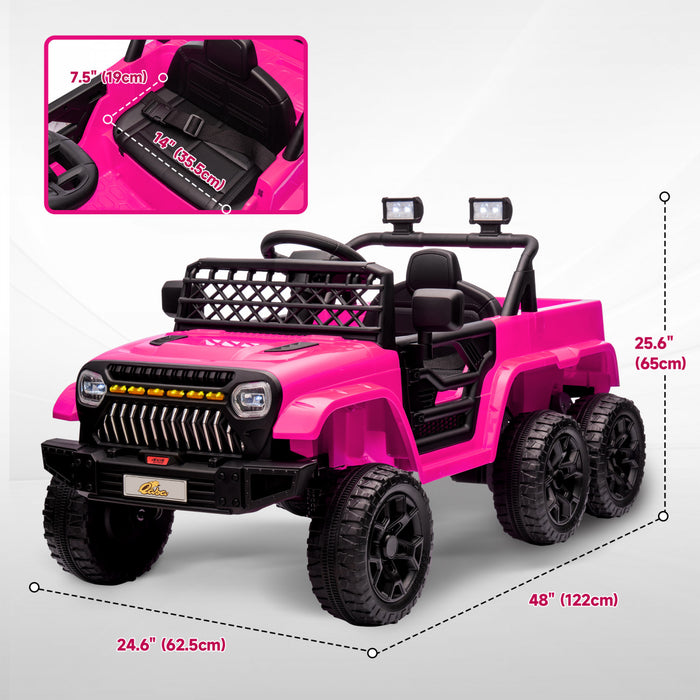 Qaba 12v Electric Powered Ride-On Car For Kids, 4wd/2wd Switchable Ride On Car With Remote Control, Spring Suspension, Back Trailer, Led Light, Music, Soft Start, Horn, For 3-8 Years, Pink
