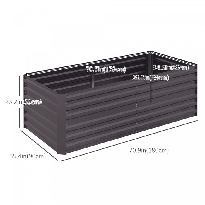 Outsunny Raised Garden Bed, 71\" X 35\" X 23\" Galvanized Steel Planters For Outdoor Plants With Multi-reinforced Rods For Vegetables, Flowers And Herbs, Dark Grey