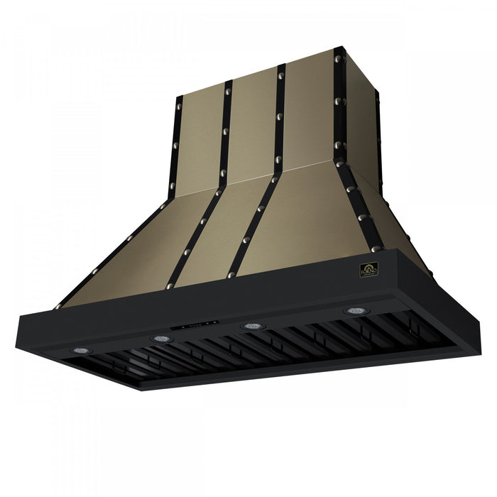 Forno Ambassador 48\" Range Hood, Black, 304 CFM, 3 speeds, Remote Control - FRHWM5099-48CPBLK
