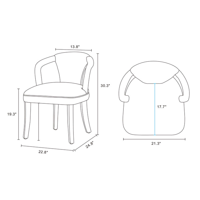 Palmer Mid-Century Modern Upholstered Tweed Armchair in Ivory - Set of 2 Dining Chair