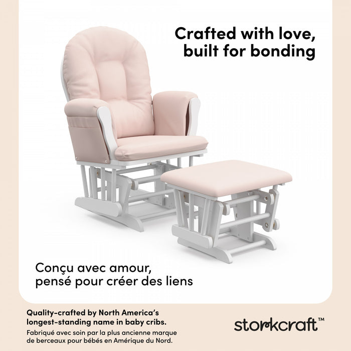 Storkcraft Hoop Glider and Ottoman - White/Pink