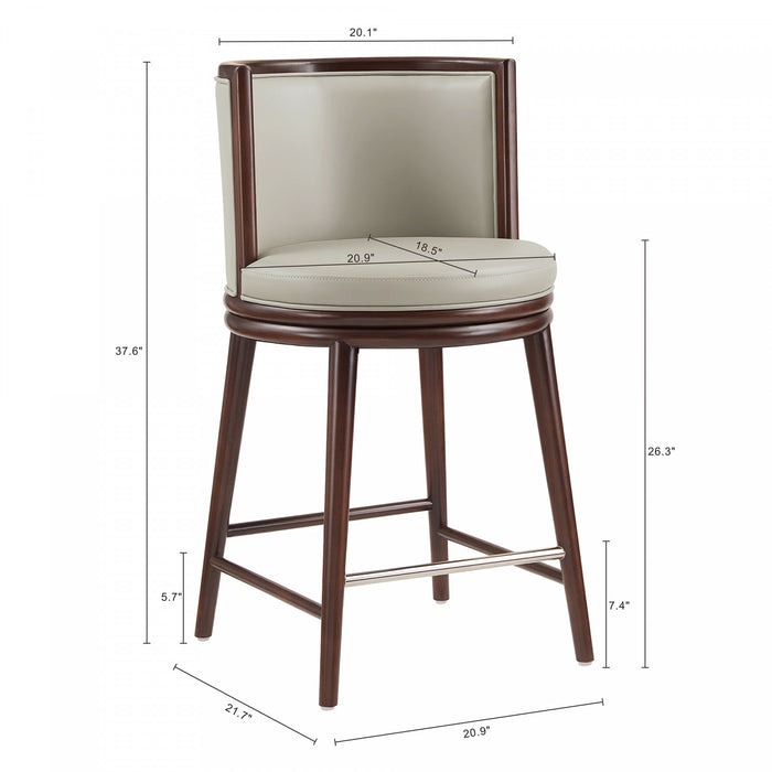 Evalyn Modern Wood Upholstered Counter Stool in Stone