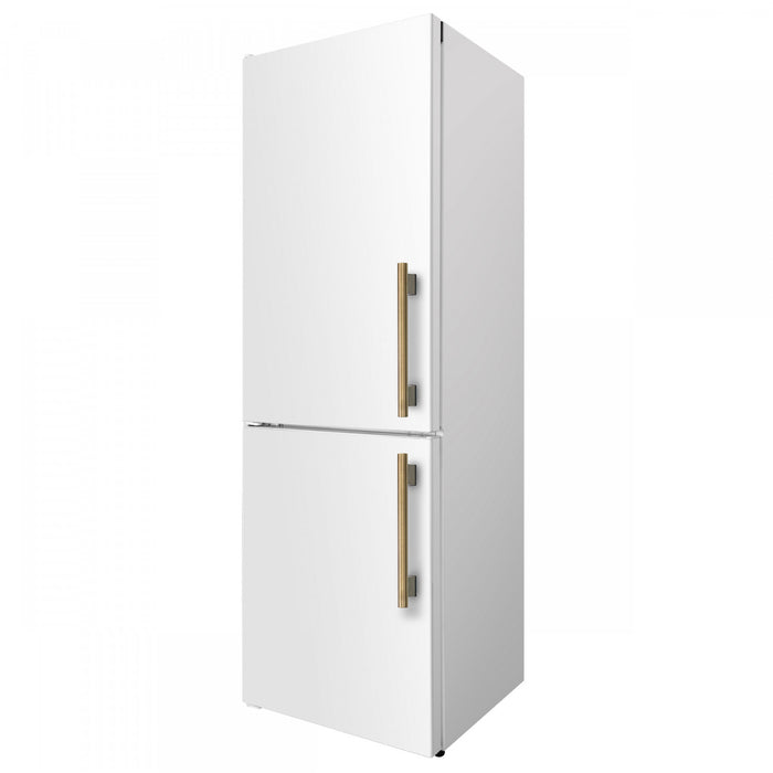 Forno Custodia 24\" Bottom Freezer, 10.3 cu.ft., Left Swing, Ice Maker, White - FFFFD1766-24WHT-LS Refrigerator