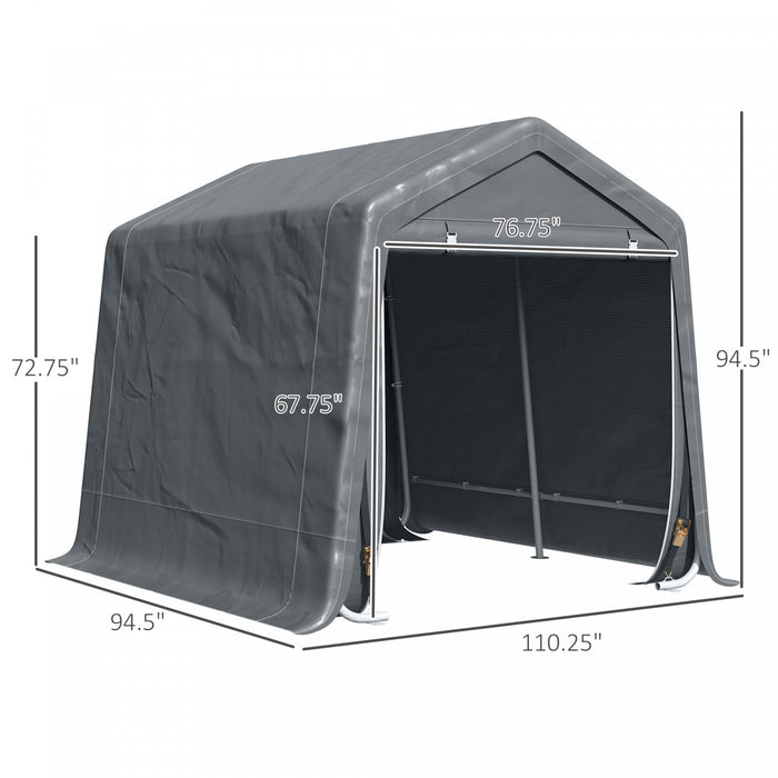 Outsunny 9.2' X 7.9' Garden Storage Tent, Heavy Duty Bike Shed, Patio Storage Shelter W/ Metal Frame And Double Zipper Doors, Dark Grey