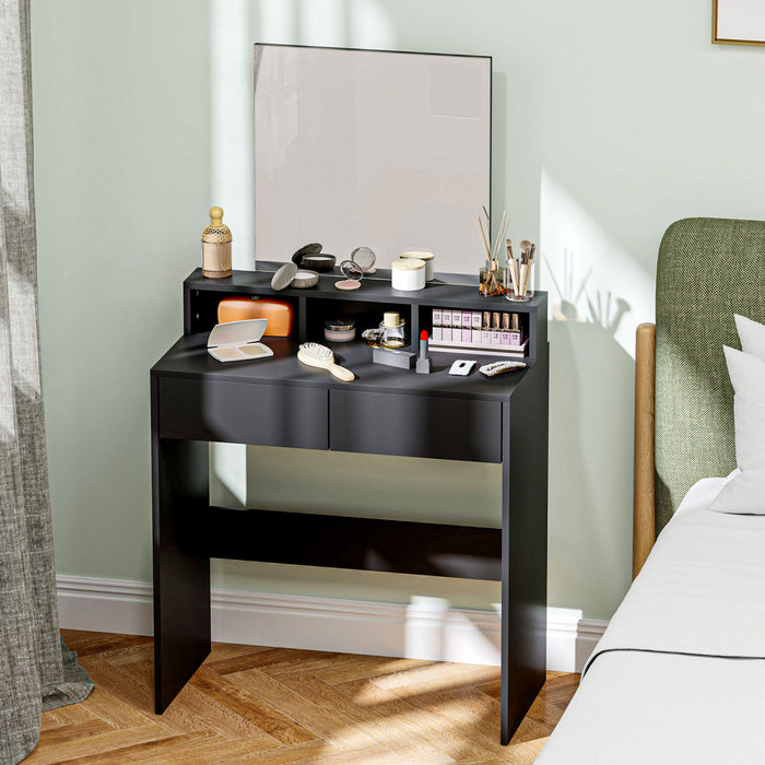 HOMCOM Makeup Vanity Desk with Mirror, Drawers, Black