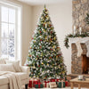HOMCOM 9ft Flocked Prelit Christmas Tree Spruce, Dual Colour LEDs, Remote