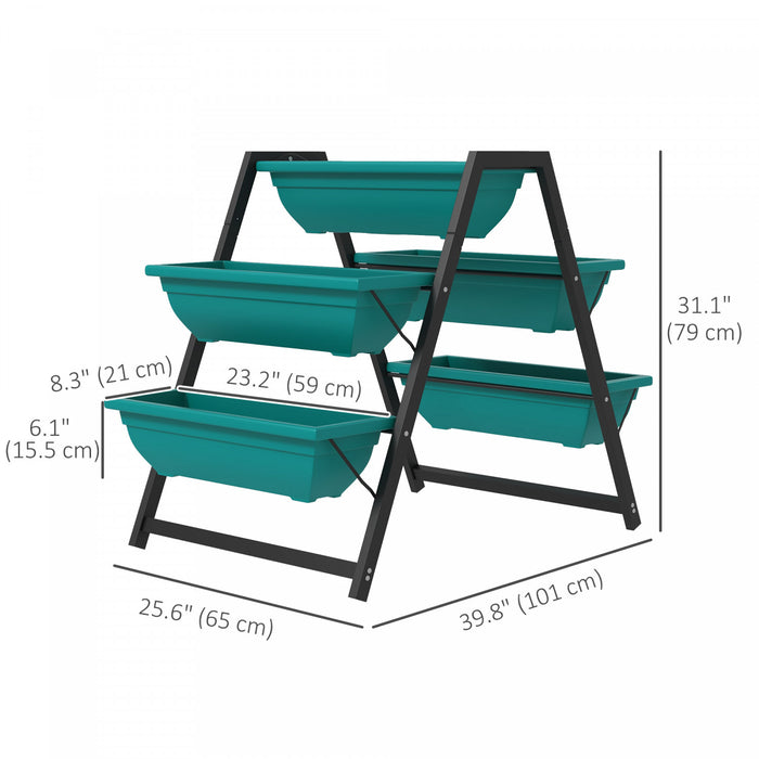 Outsunny 3-tier Vertical Raised Garden Bed With 5 Planter Boxes, Outdoor Plant Stand Grow Container With Leaking Holes For Balcony Patio Outdoor, Green