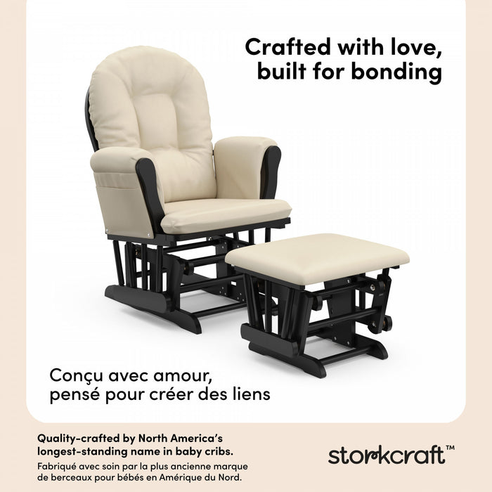 Storkcraft Hoop Glider and Ottoman - Black/Beige