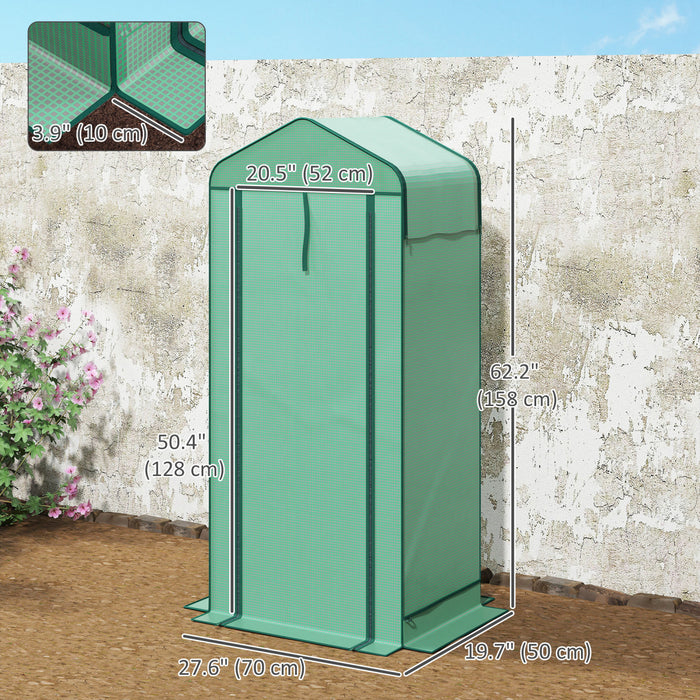 Outsunny Mini Greenhouse with Screen Roof, Portable Small Greenhouse, Green