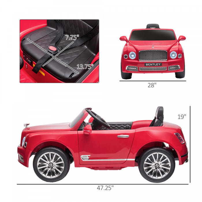 Aosom 12v Electric Powered Ride-On Car With Parent Control, Battery Powered Car With LED Lights, Mp3, Horn, Music, 2 Motors, For 37-72 Months, Red