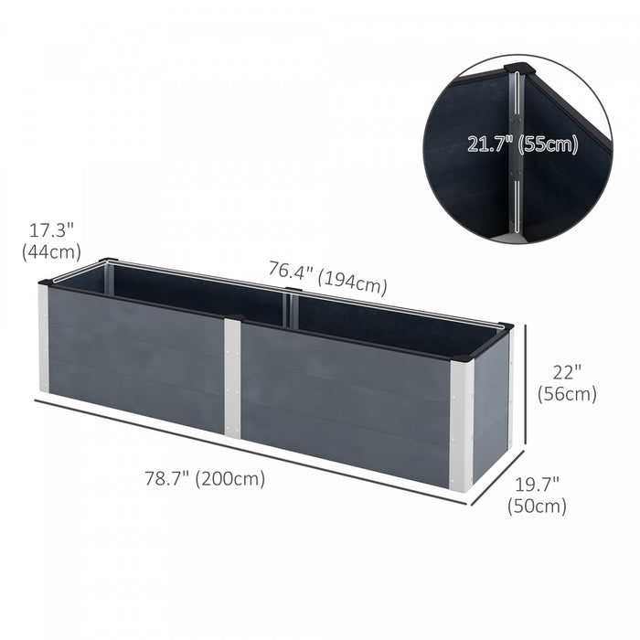 Outsunny 6.6' X 1.6' X 1.8' Raised Garden Bed With Open Bottom Grey