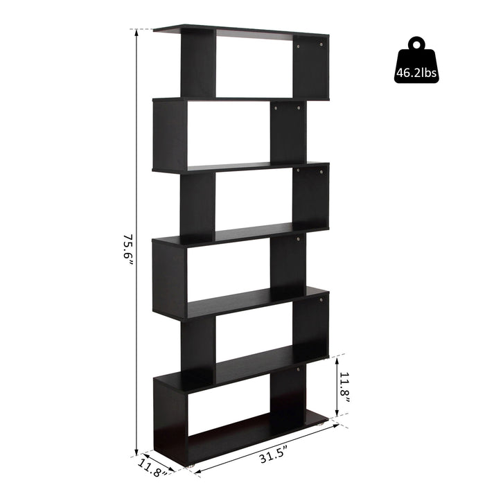 HOMCOM 6 Tier Bookshelf Storage Display Unit Organizer Room Divider Wood Black