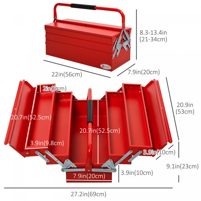 Durhand Portable 5-tray Metal Tool Box