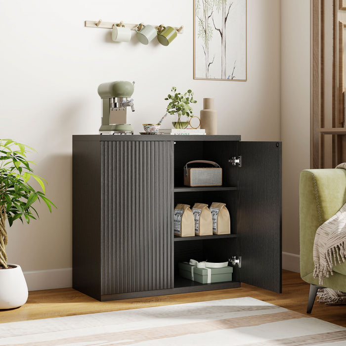 HOMCOM Sideboard Cabinet, Kitchen Cabinet with Soft-Close Door, Black Grey