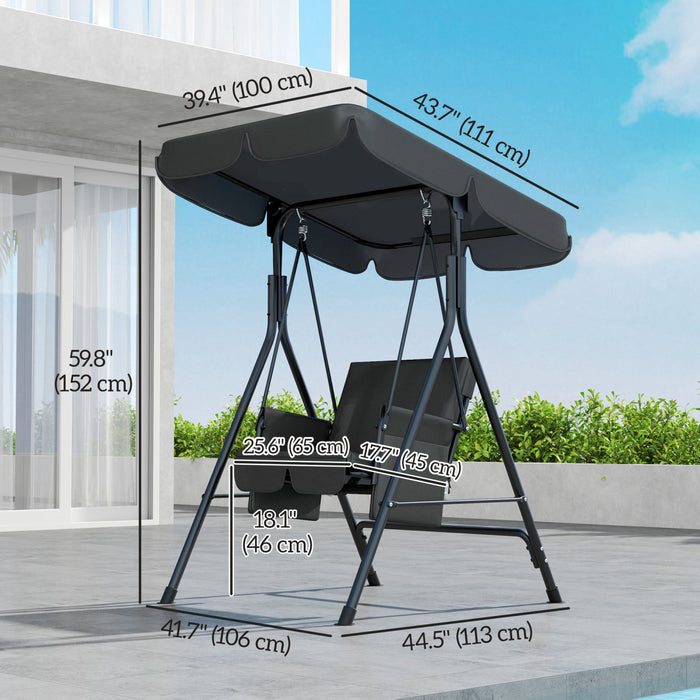 Outsunny 1-seat Patio Swing Chair With Adjustable Canopy And Cushions