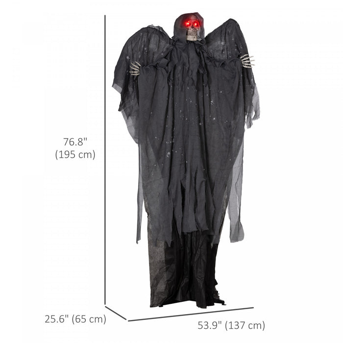 Homcom Winged Grim Reaper Animatronic Prop W/ Light Up Eyes, For Party