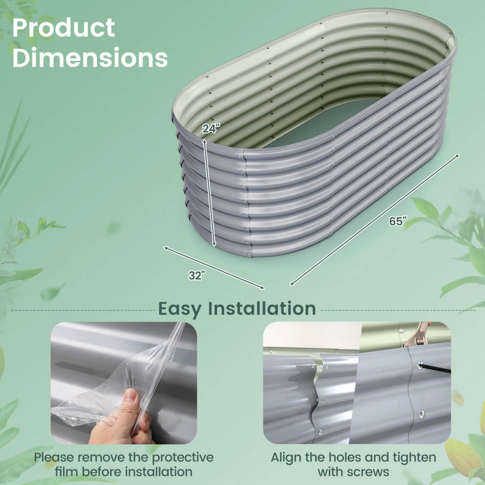 Costway 2 Pcs Raised Garden Bed Kit Planter Raised Garden Boxes Outdoor 65\" X 32\" X 24\" Gray